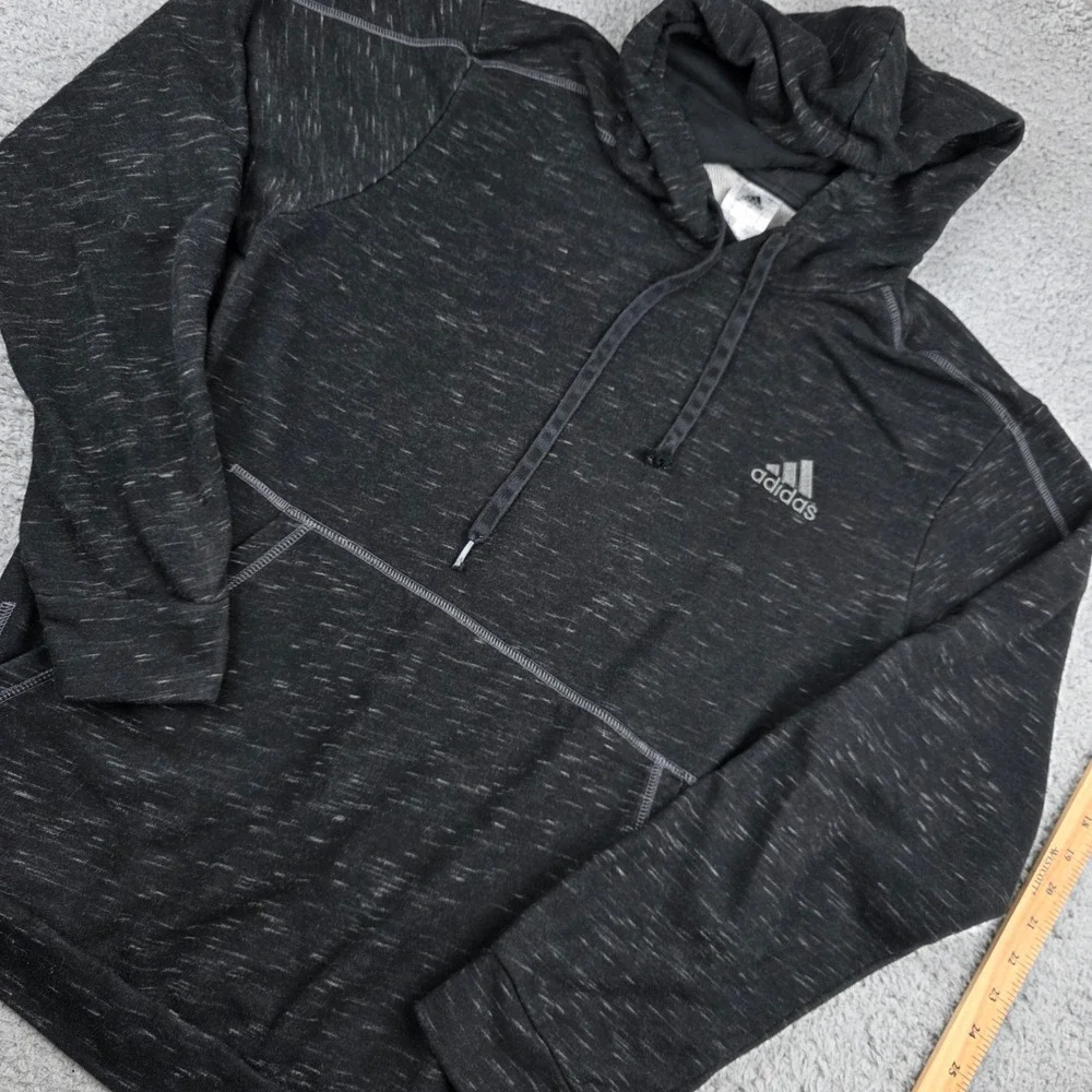 Adidas Hoodie Mens Large Black Heathered Space Dye‎ Pullover GK8910